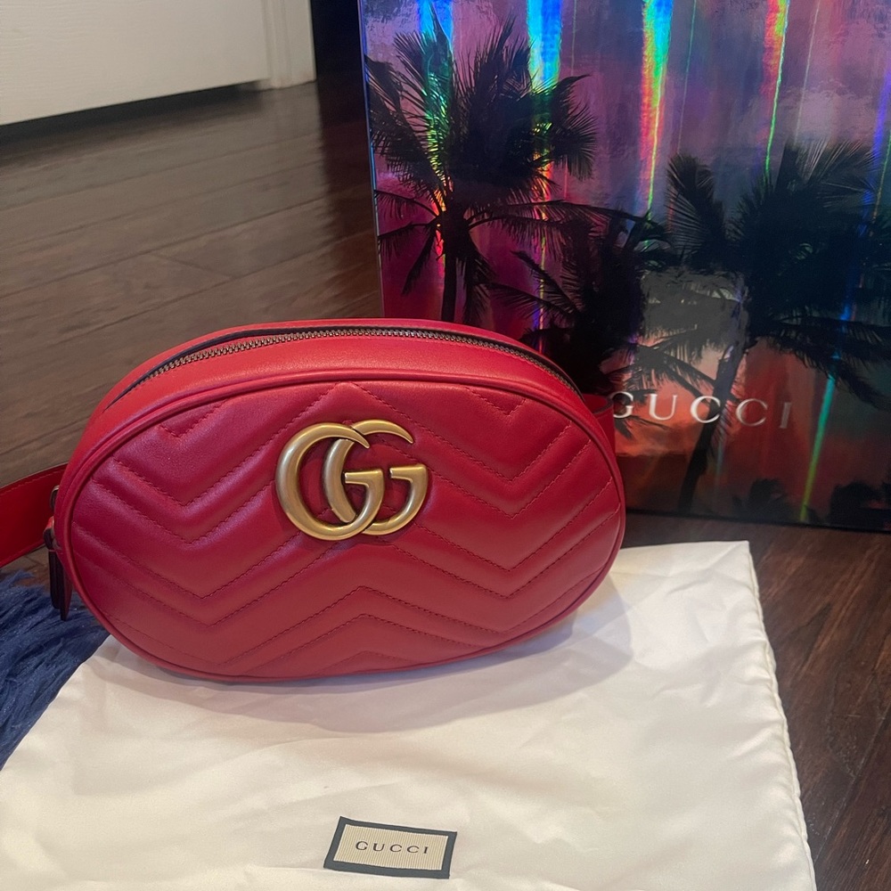 NWT Brand New Gucci GG Marmont Apollo Belt Bag Red Size 85 Women’s - Picture 3 of 16